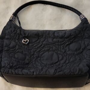Brighton Black Quilted Hobo Bag with Heart Charm